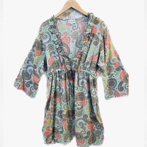 MUD PIE Embroidered Long Sleeve Beach Cover-up or
Tunic size XL